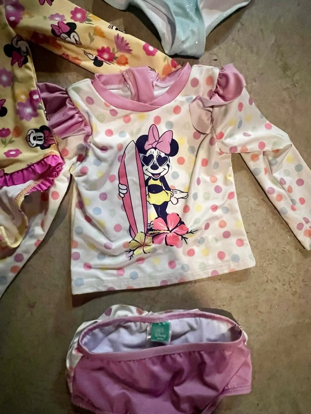 Disney Girls' Minnie Swimwear Set in Yellow, Pink, Mint & Lavender